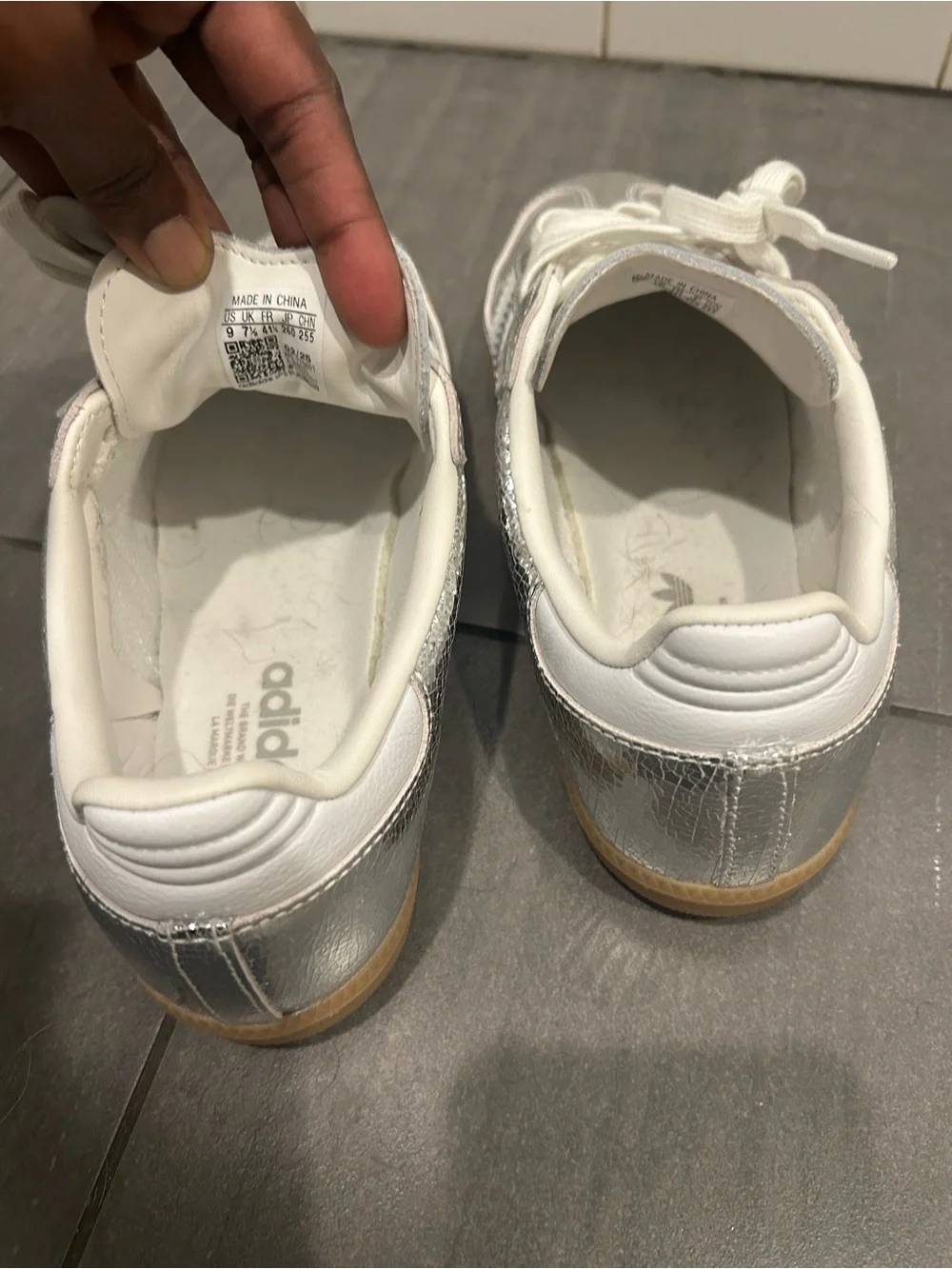 adidas Silver Metallic Low-Top Sneakers with White Details